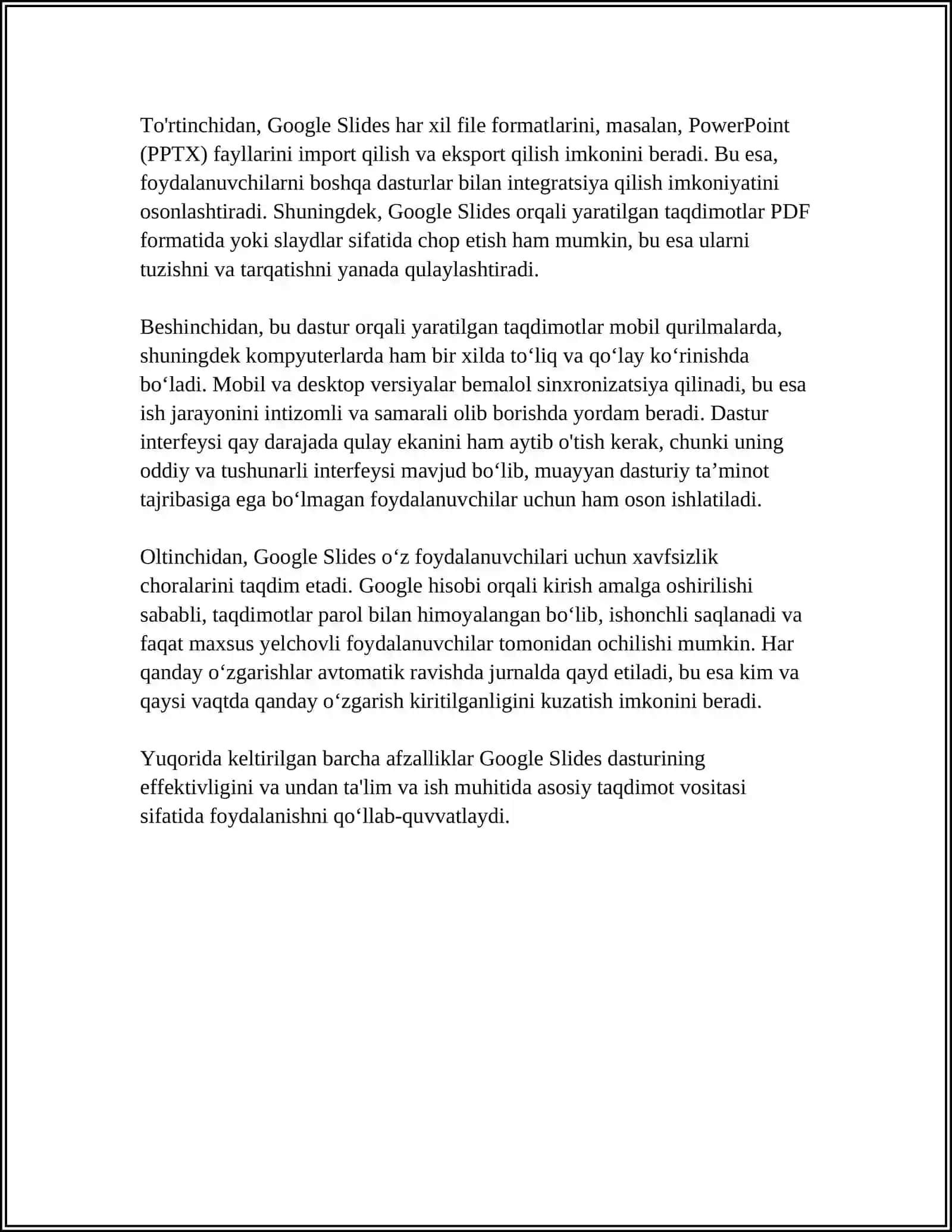 GOOGLE DASTURI YORDAMIDA IJODIY SLAYDSHOULAR YARATISH 4