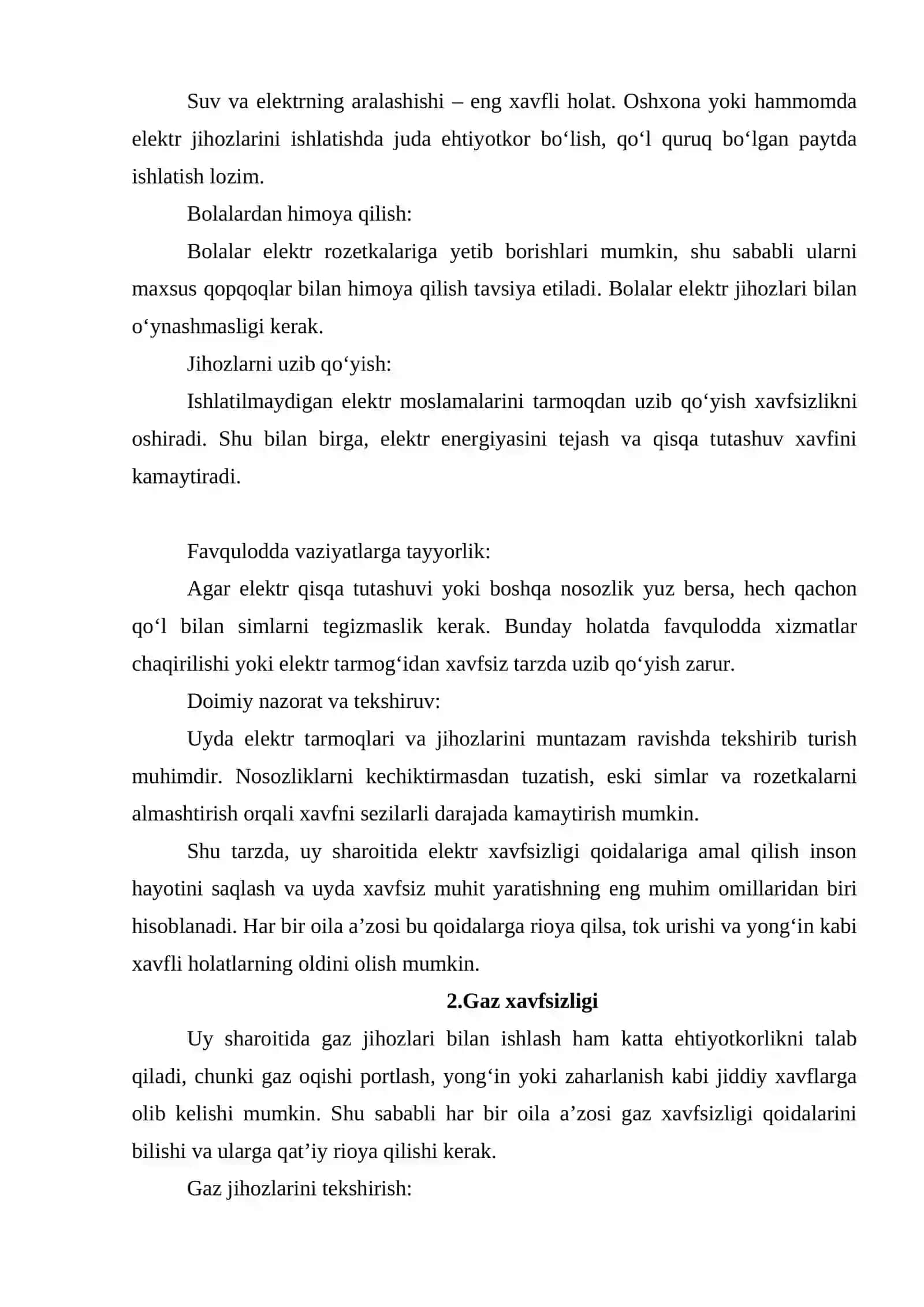 Uy sharoitida xavfsizlik qoidalari 4