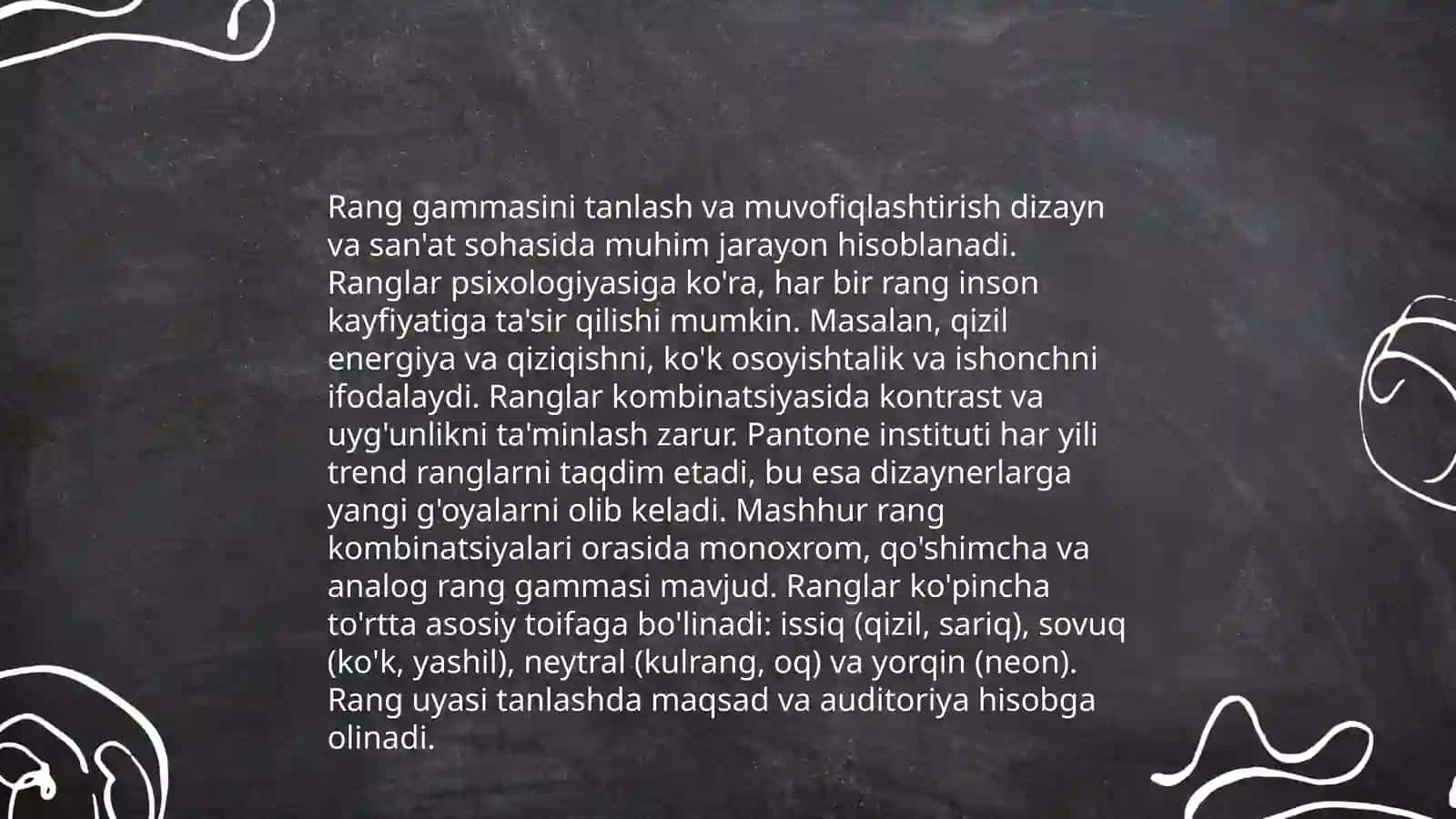 An'anaviy vizual texnikani qo'llash usullari va qoidalari 4
