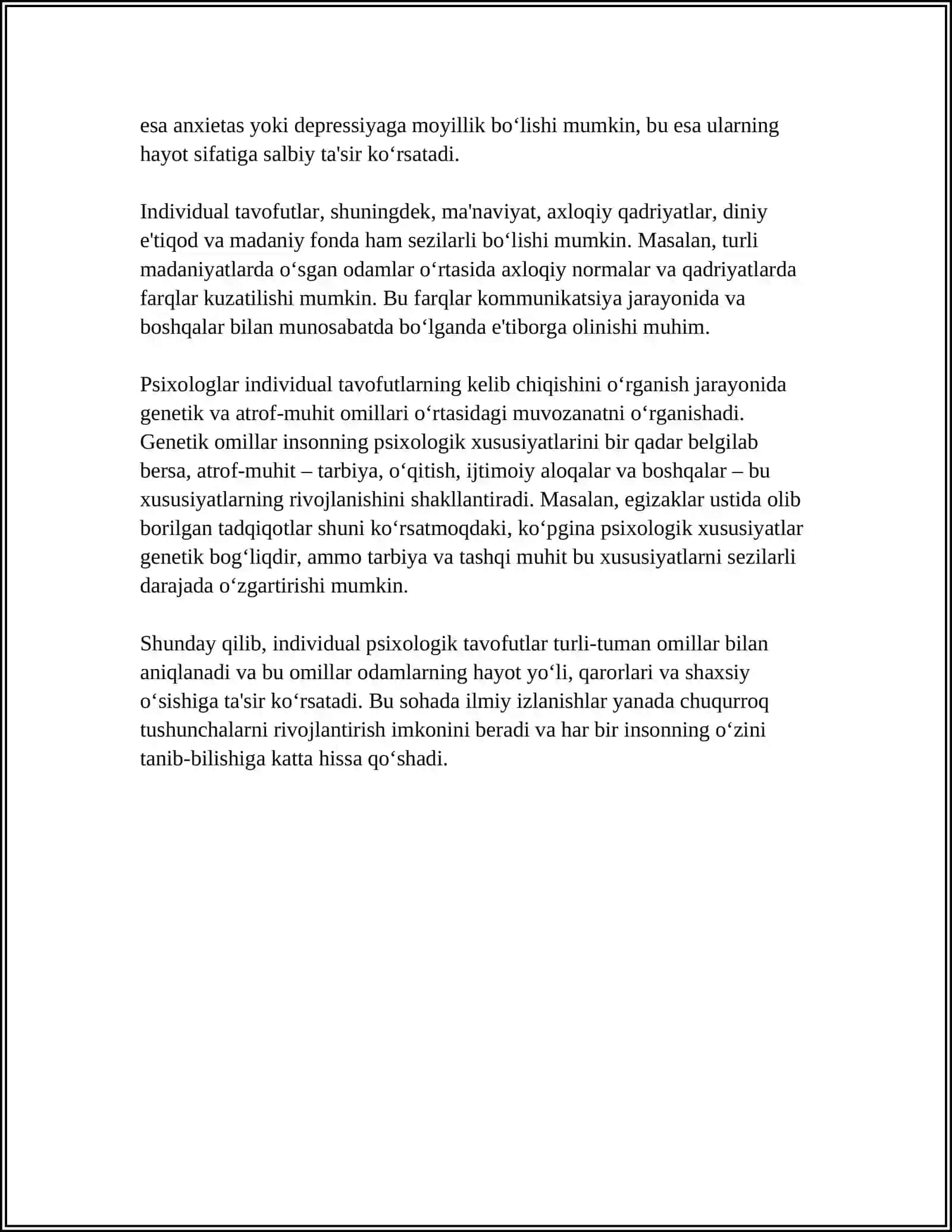 INDIVIDUAL PSIXOLOGIK TAVOFUTLARNING UMUMIY VA MAXSUS NAZARIYALARI 4