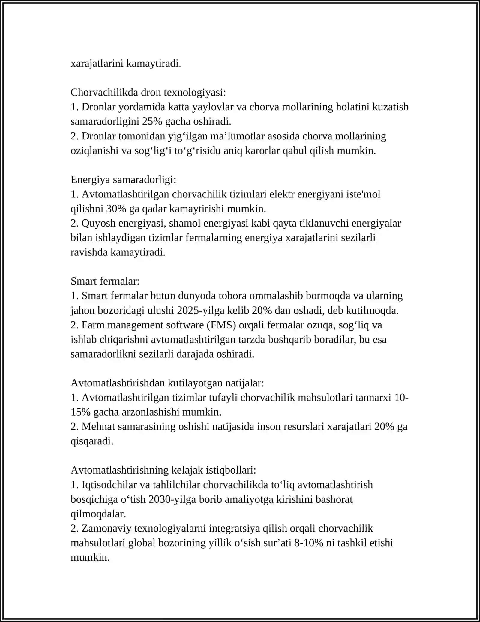 CHORVACHILIK JARAYONLARINI MEXANIZASIYALASHTIRISH VA AVTOMATLASHTIRISH 4