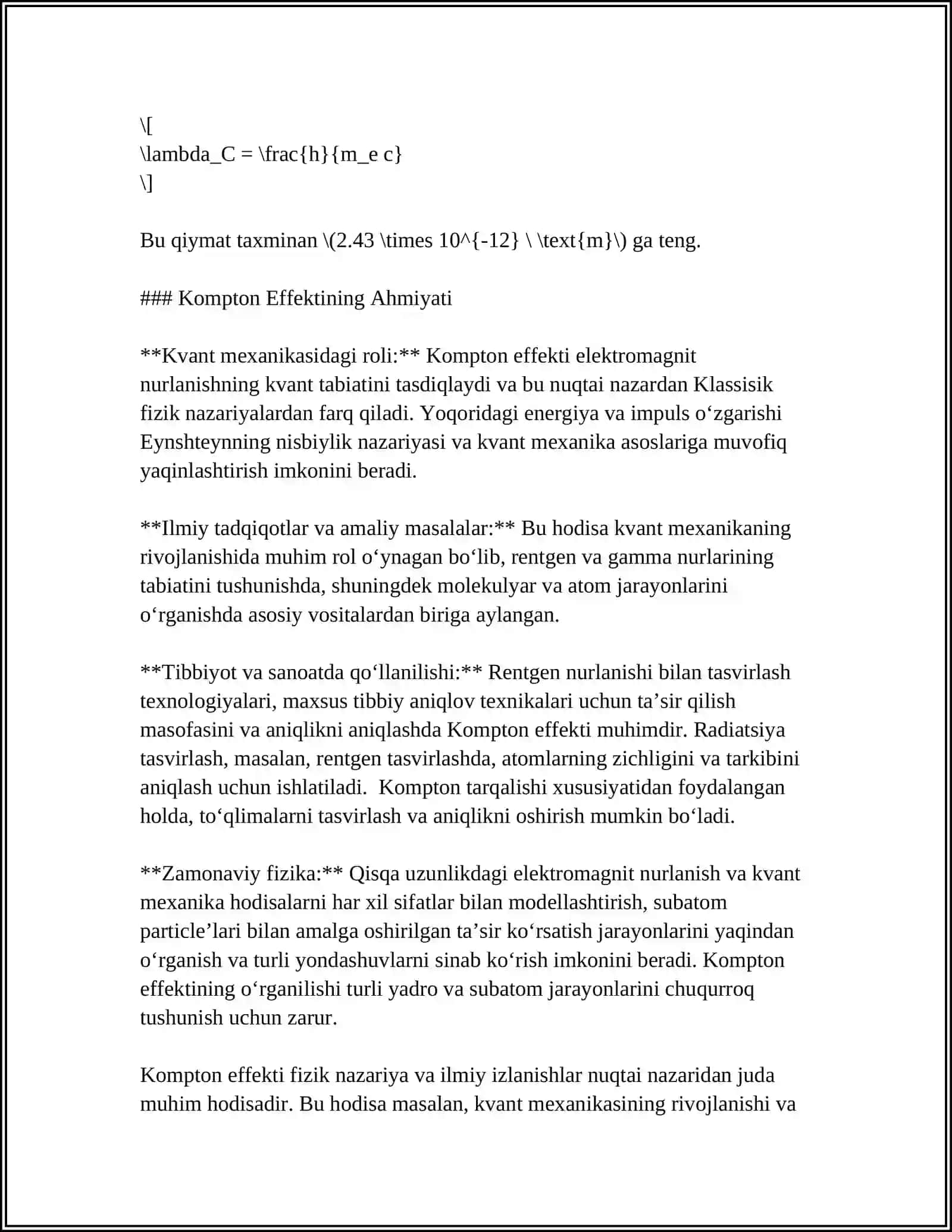 KOMPTON EFFEKTI, FOTOEFFEKT QONUNLARI VA DE-BROYL TOʻLQINLARI 4