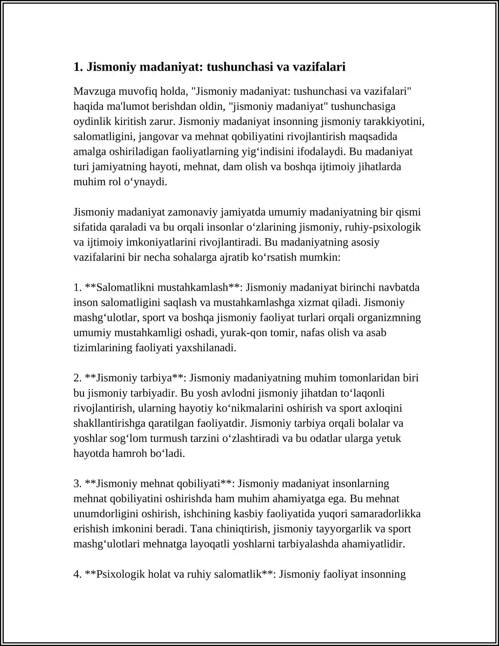 Jismoniy madaniyatning jamiyatdagi vazifalari va shakllari 4