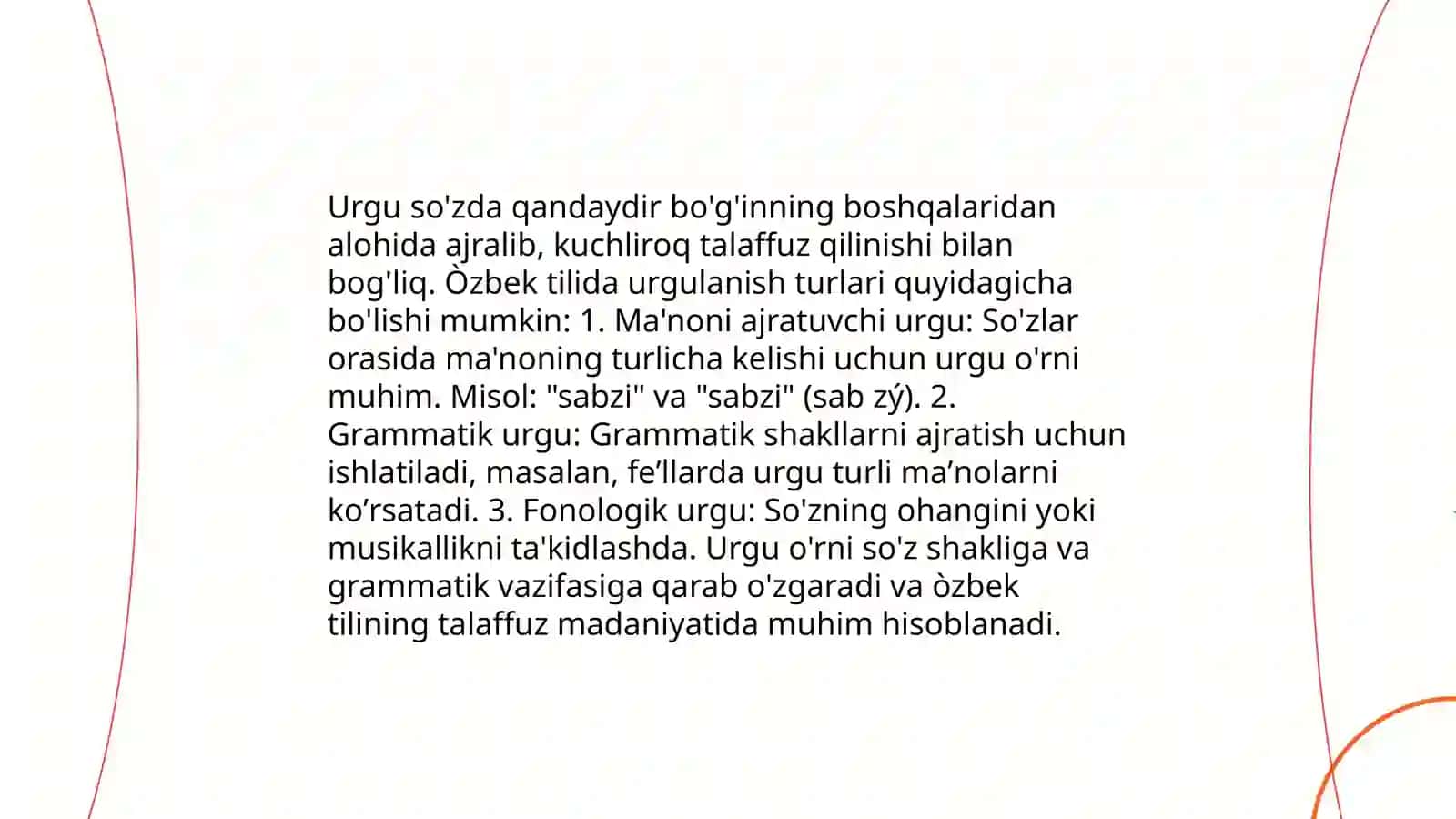 Òzbek tilshunosligida aksentuatsiya va sillabika.Urgu va bògin 4