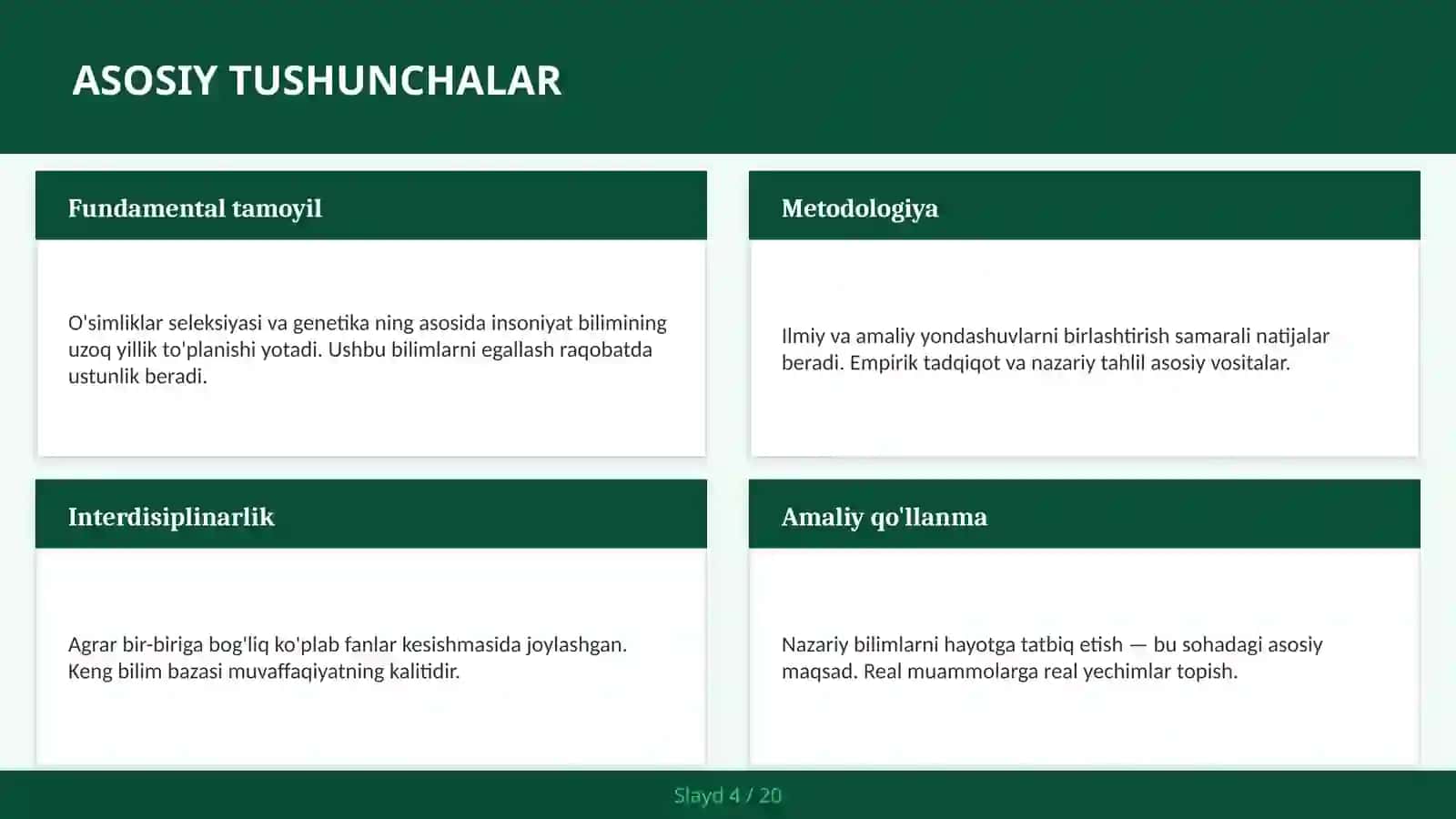 O'simliklar seleksiyasi va genetika 4