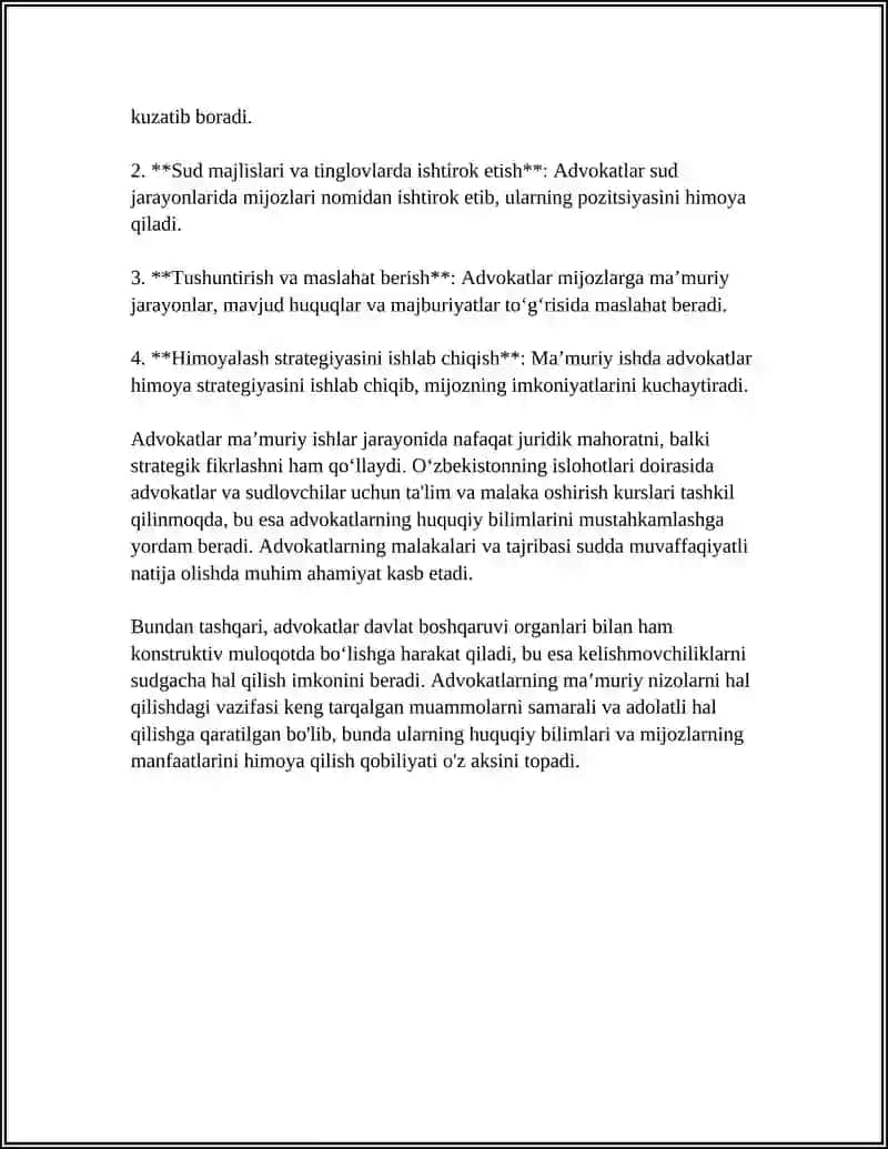 MAʼMURIY ISHLARNI YURITISHDA ADVOKAT ISHTIROKI 4