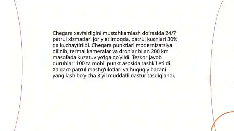 Milliy xavfsizlikni ta'minlash borasida amalga oshirilayotgan ishlar 4