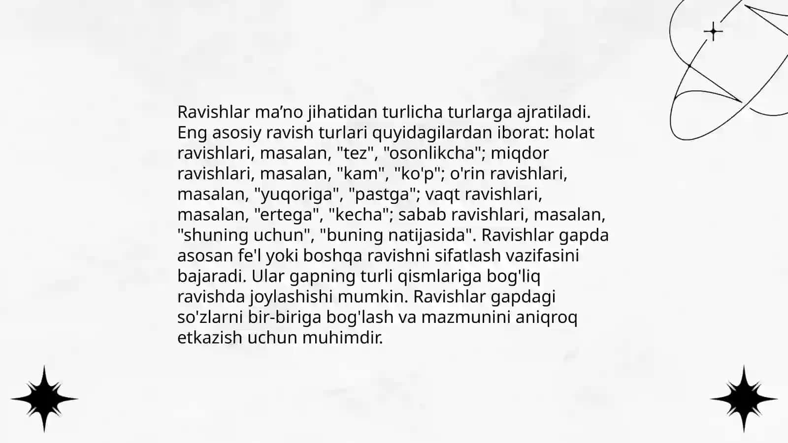 Ravish soʻz turkumi va uning grammatik xususiyati 4