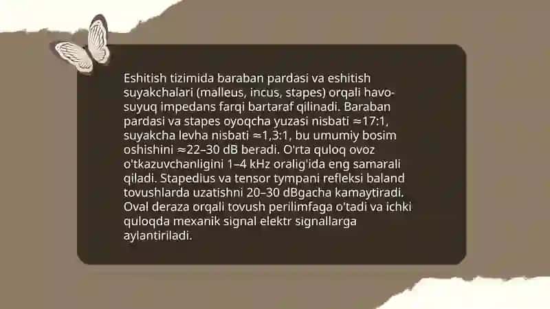 Eshitish analizatorining vazifalari fiziologiyasi 4