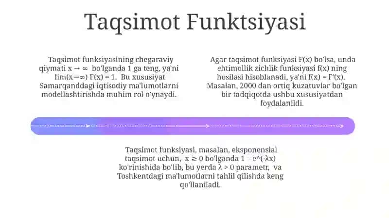 Uzluksiz tasodifiy miqdor, taqsimot funksiyasi va sonli xarakteristikalar 4