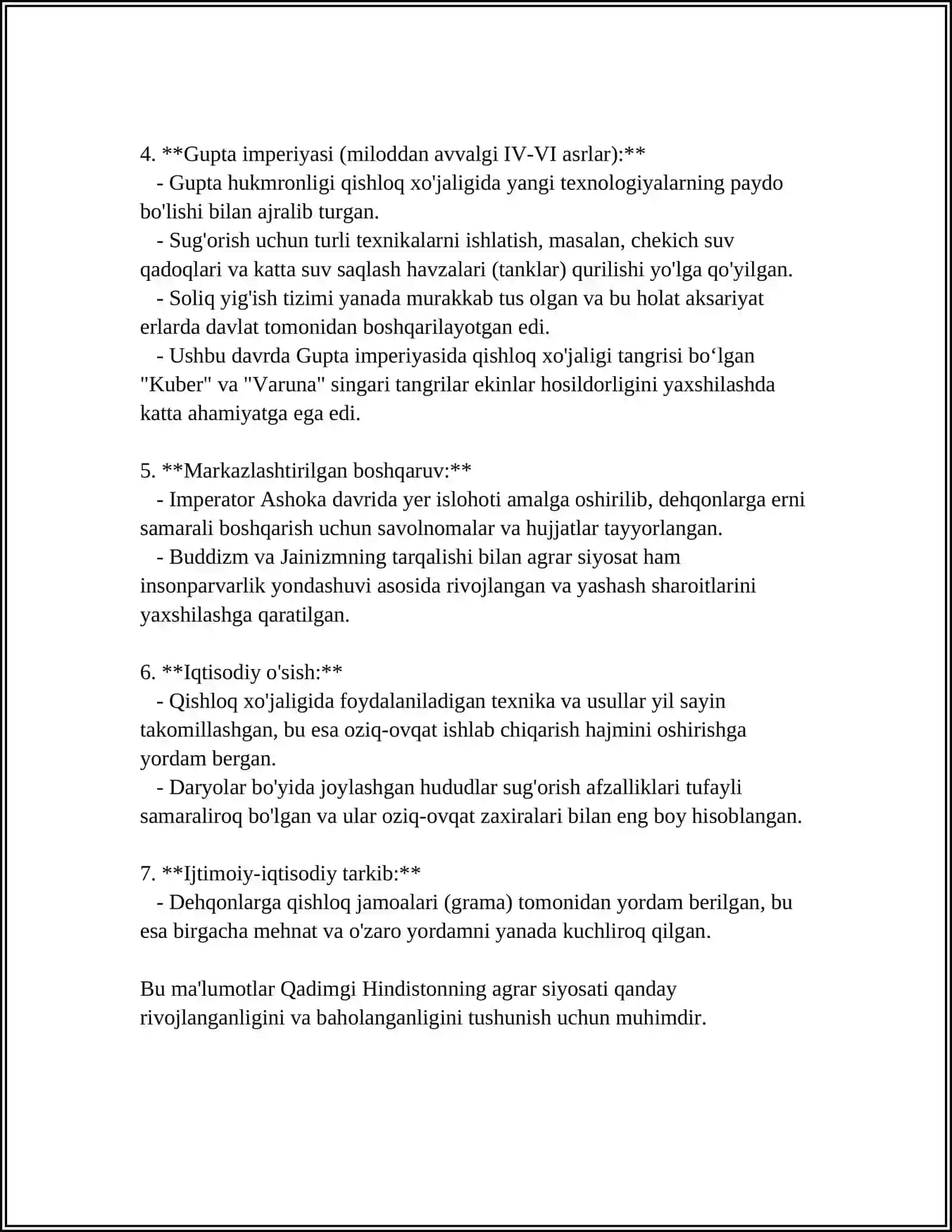MUSTAQIL ISH Mavzu: QADIMGI HINDISTONNING IQTISODIY G‘OYALARI 4