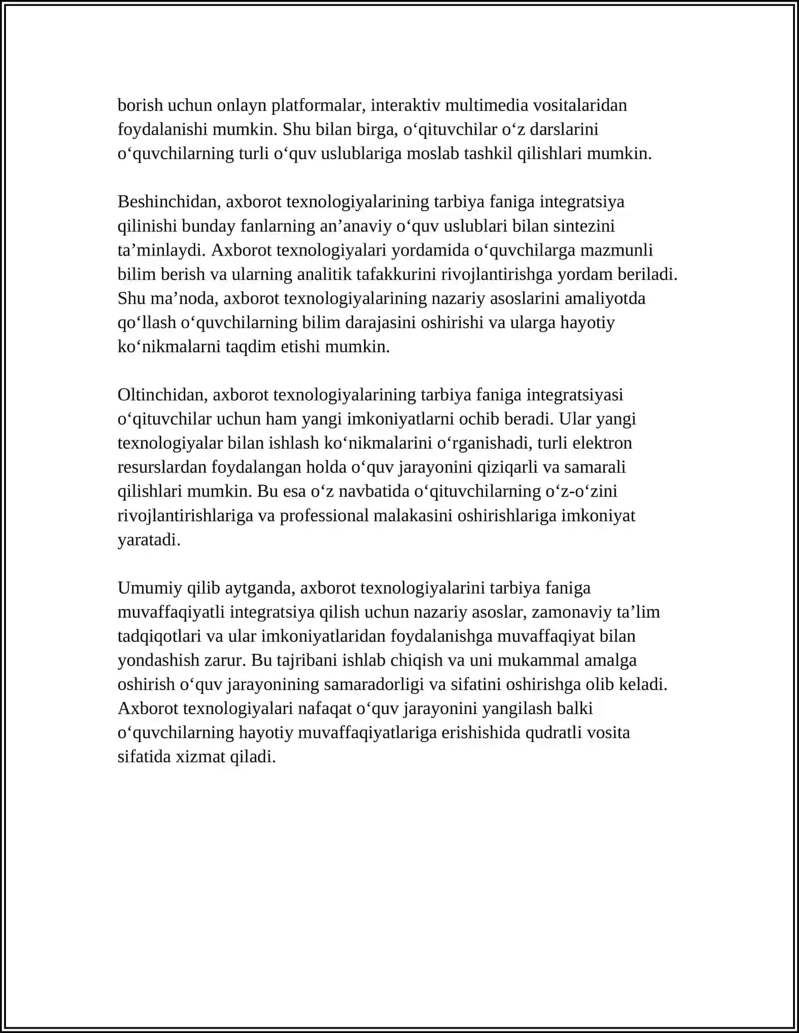 UMUMTAʼLIM MAKTABLARIDA TARBIYA FANININI OʻQITISHDA AXBOROT TEXNOLOGIYALARIDAN FOYDALANISH 4