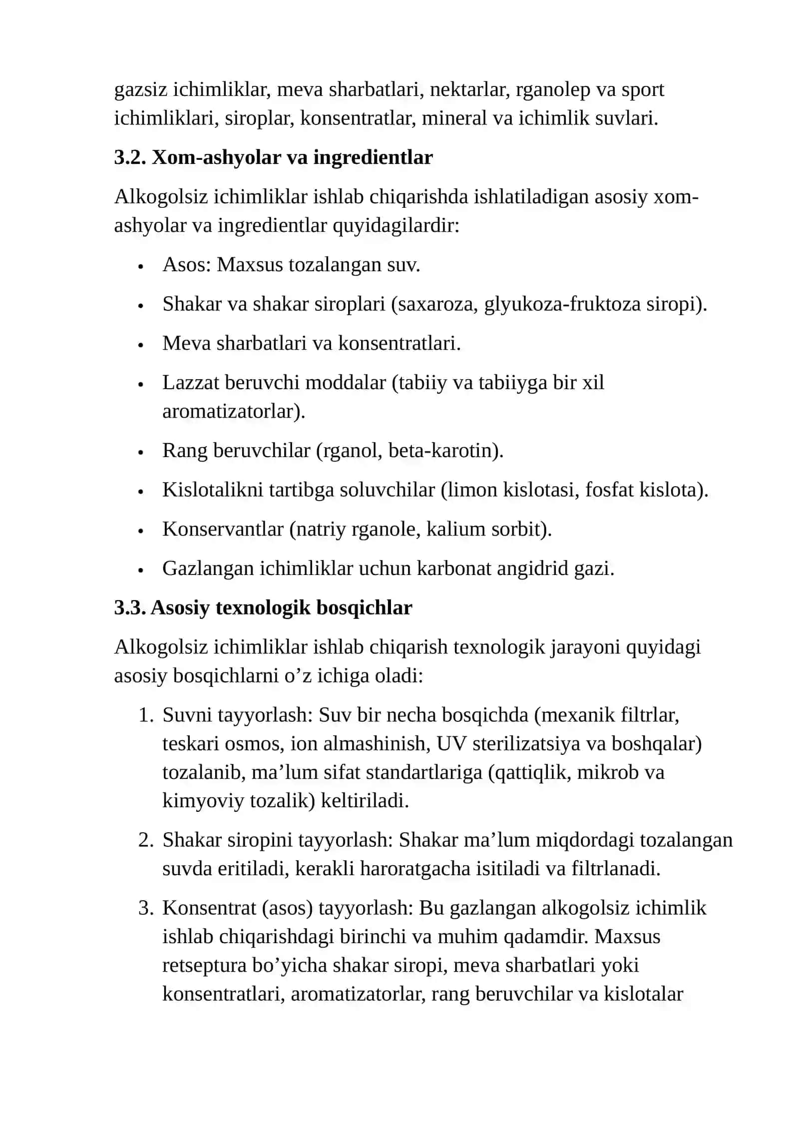 Oziq-ovqat sanoatining muhim tarmoqlari — ozuqaviy sirka, alkogolsiz ichimliklar, kvas va mineral suvlar ishlab chiqarish texnologiyalarini har tomonlama yoritiladi 4