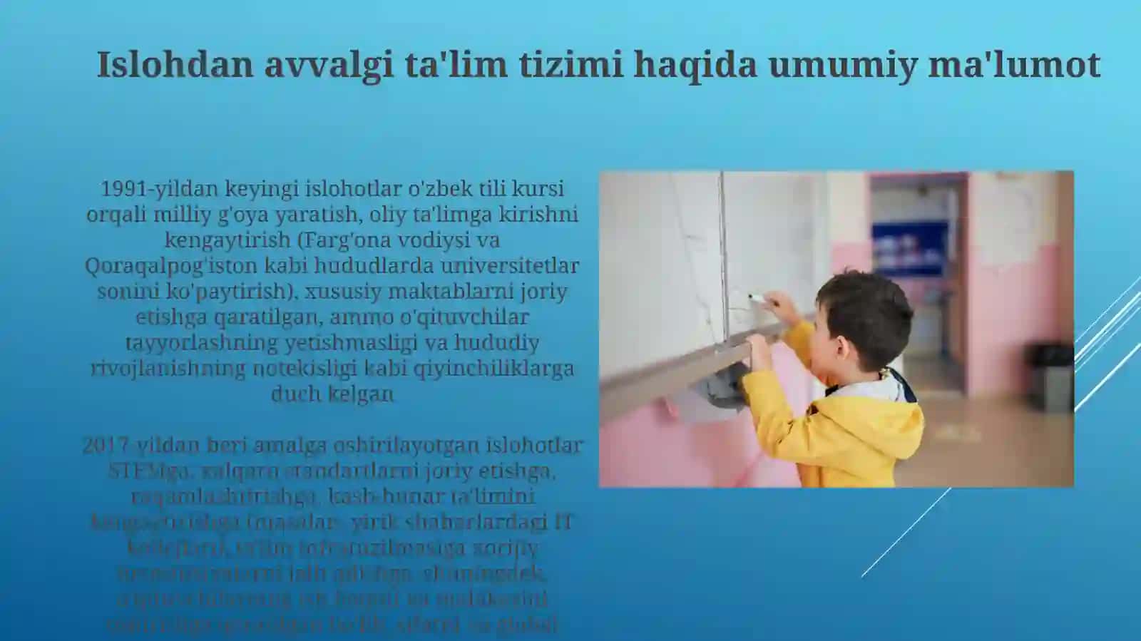 O'zbekiston Respublikasida ta'lim sohasidagi islohotlar 4