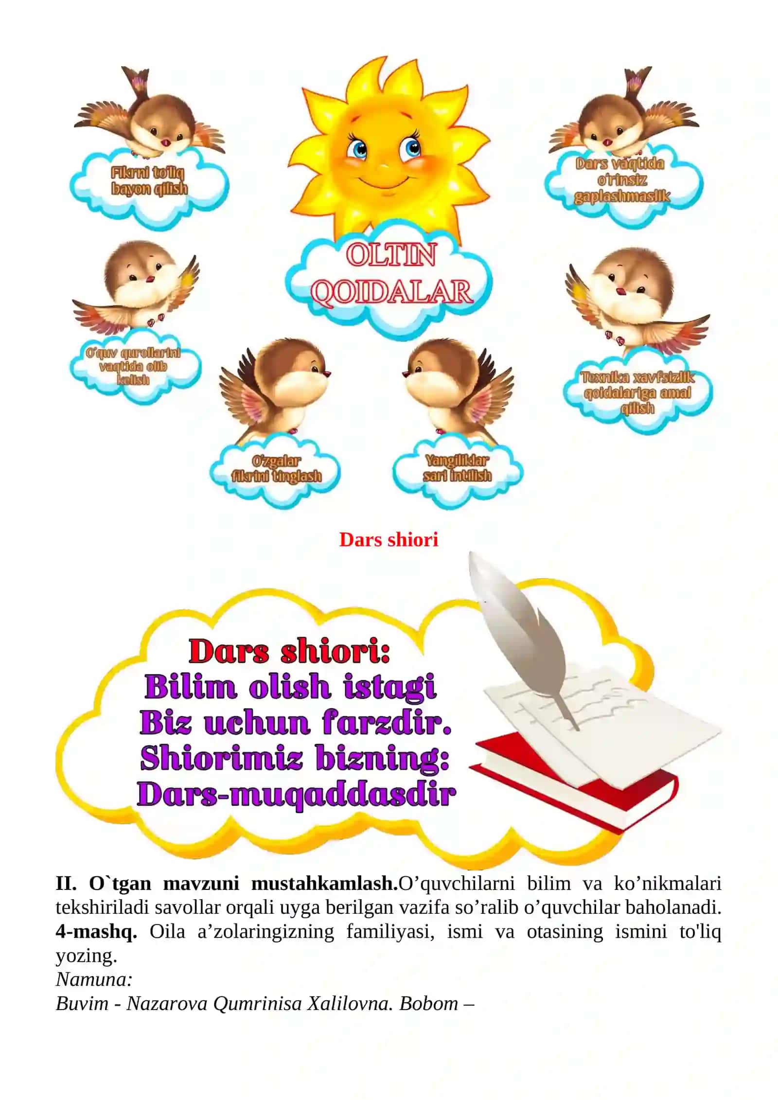 Joy nomlarining yozilishi 1-sinf ona tili dars ishlanmasi 4