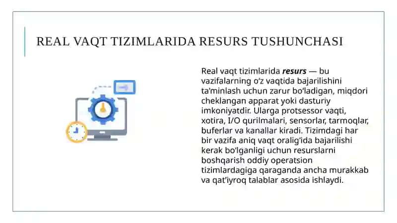 Real vaqt tizimlarida resurslarni boshqarish va taqsimlash 4