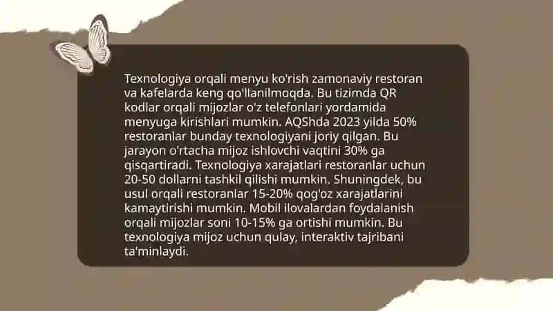 Restoranlarda mijozlar uchun innavatsion menyu yaratish 4