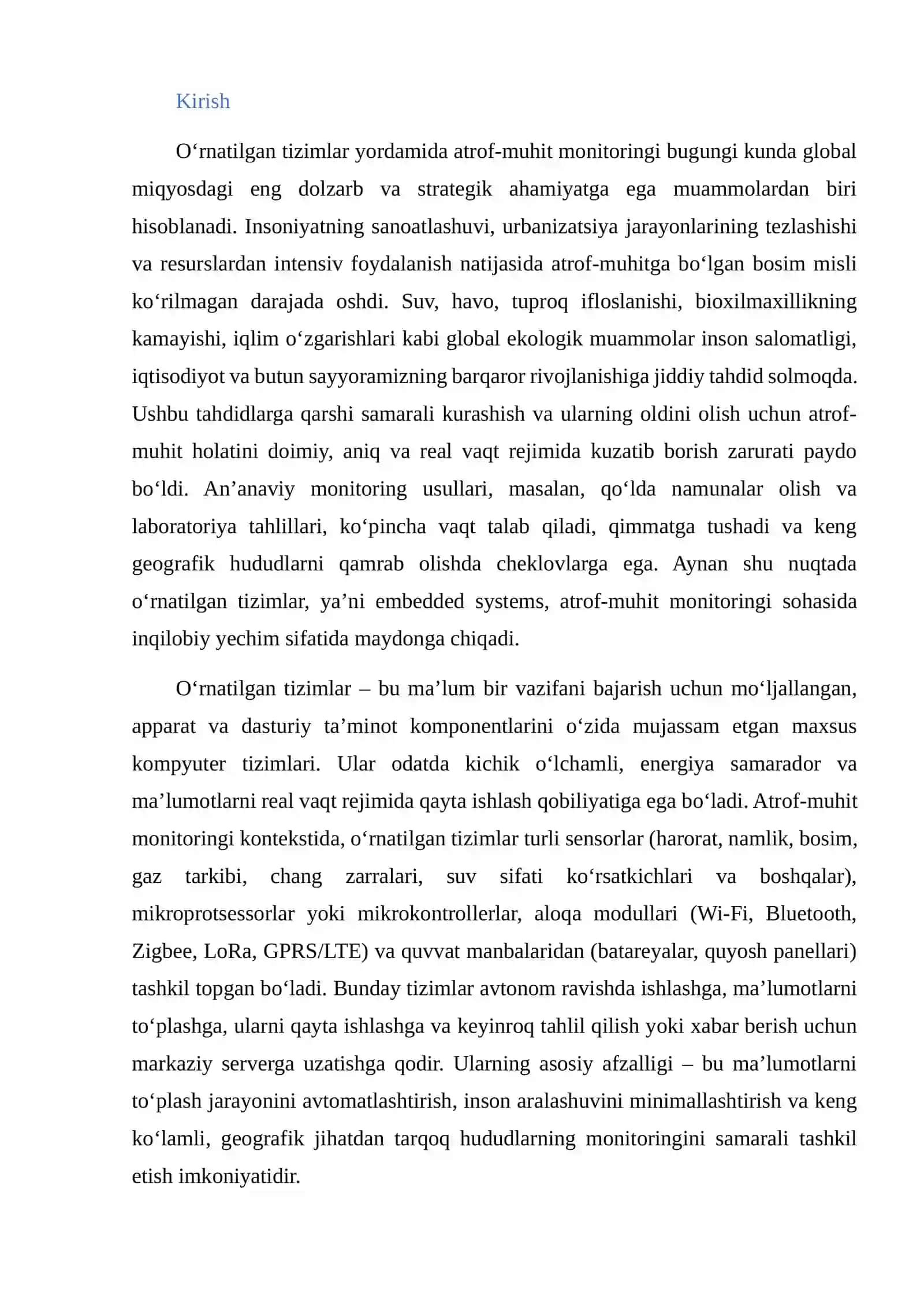 “O’rnatilgan tizimlar yordamida atrof-muhit monitoringi” 4