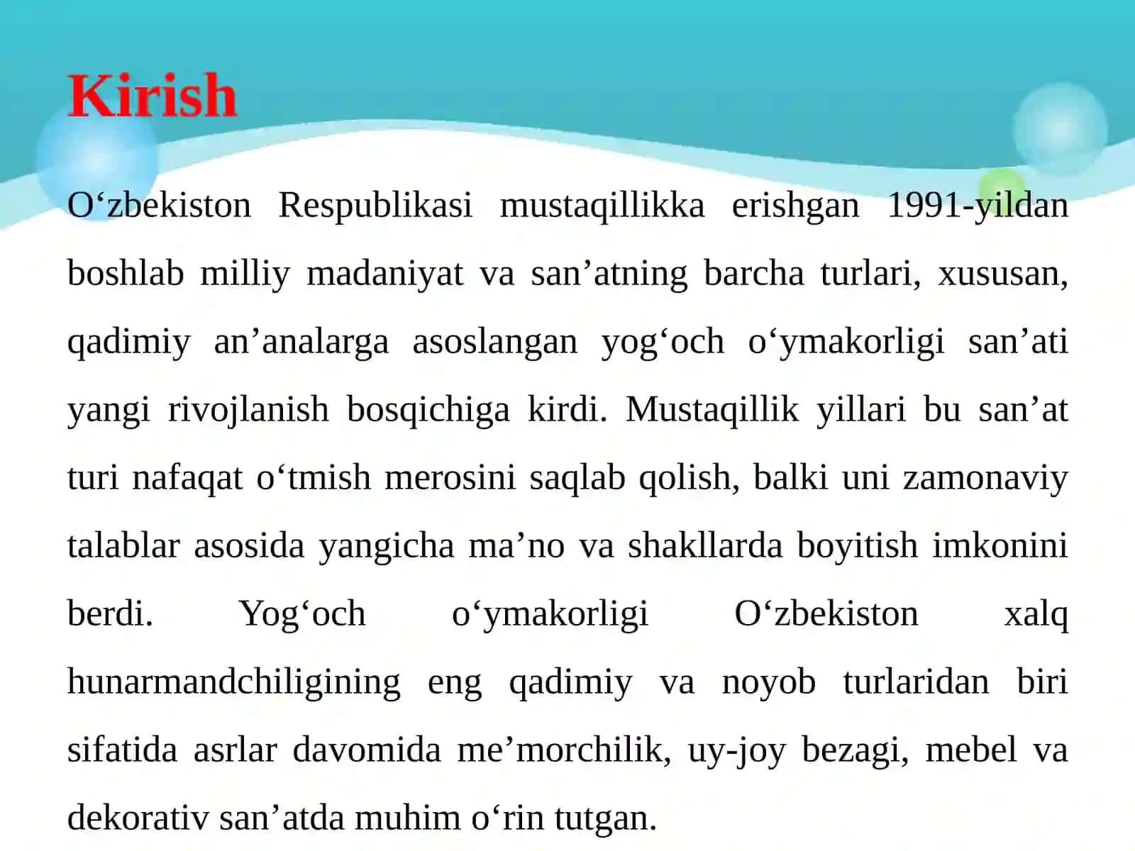 Mustaqillik yillarida yog‘och o‘ymakorligi san’ati 4