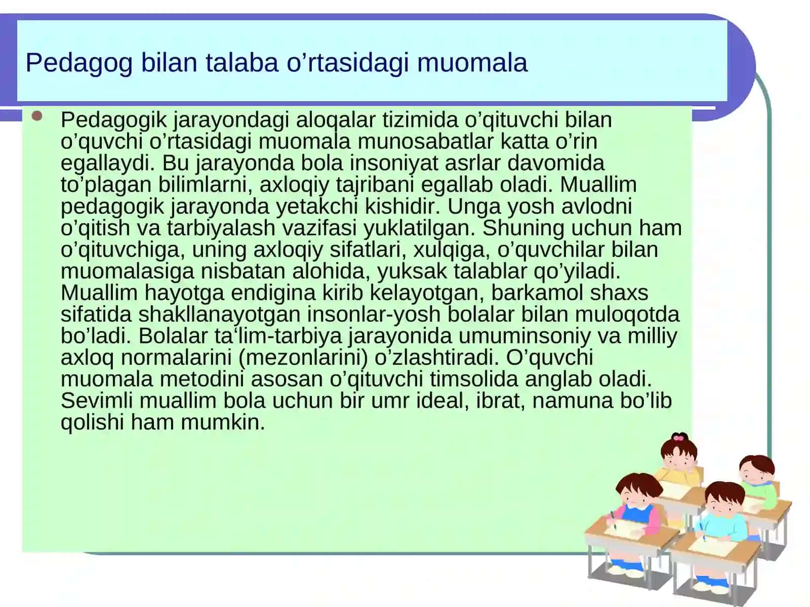 Kayfiyatni boshqarishda Pedagogik mahorat va pedagogning talabalar bilan muomala metodi 4