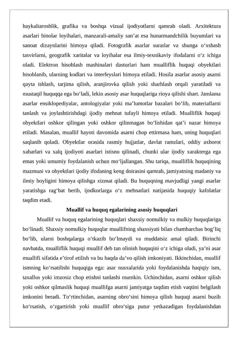 "Mualliflik huquqi va turdosh huquqlar to‘g‘risida”gi O‘zbekiston Respublikasi Qonuni va uning ahamiyati 4