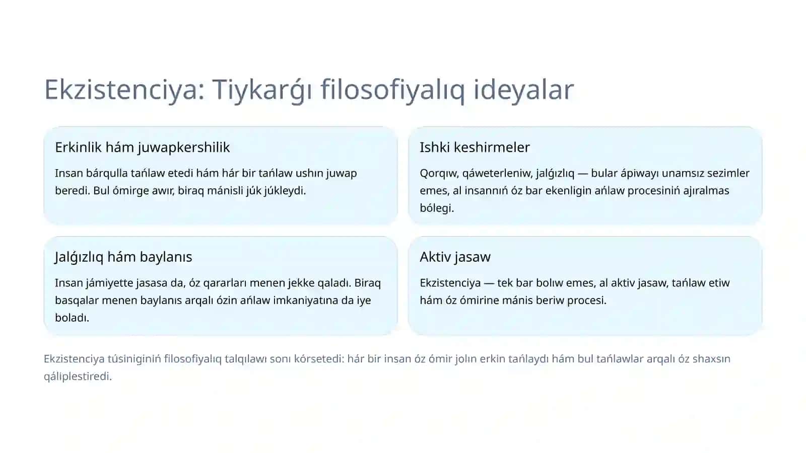 Ekzistenciya túsinigi hám psixologiya menen baylanısı 4