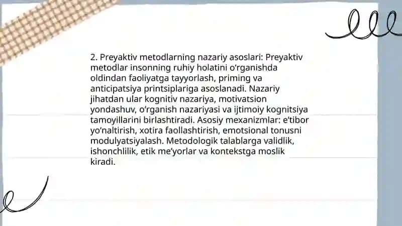 Preyaktiv metodlar inson ruhiy holatini oʻrganishda 4