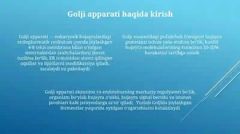 Golji apparati-hujayrada moddalar almashinuvidagi asosiy "sozlovchi"organoid 4