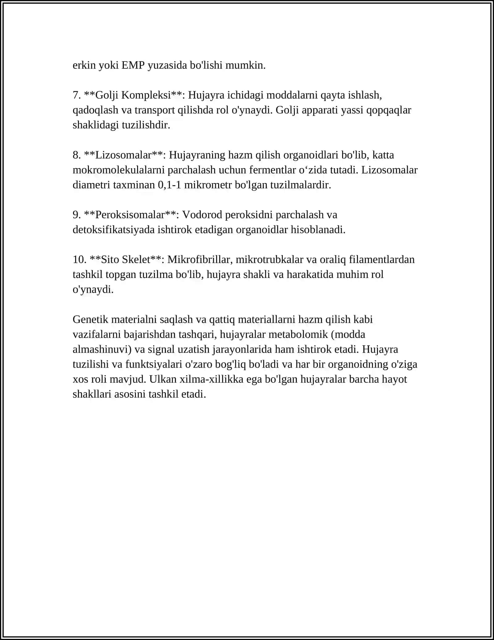 MUSTAQIL ISH Mavzu: HUJAYRA TUZILISHI. HUJAYRA NA'ZARIYASI 4