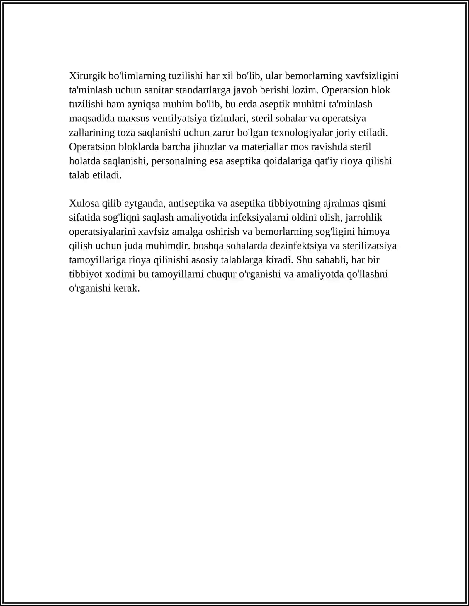 ANTISEPTIKA VA ASEPTIKA ASOSLARINI O`RGANISH 4