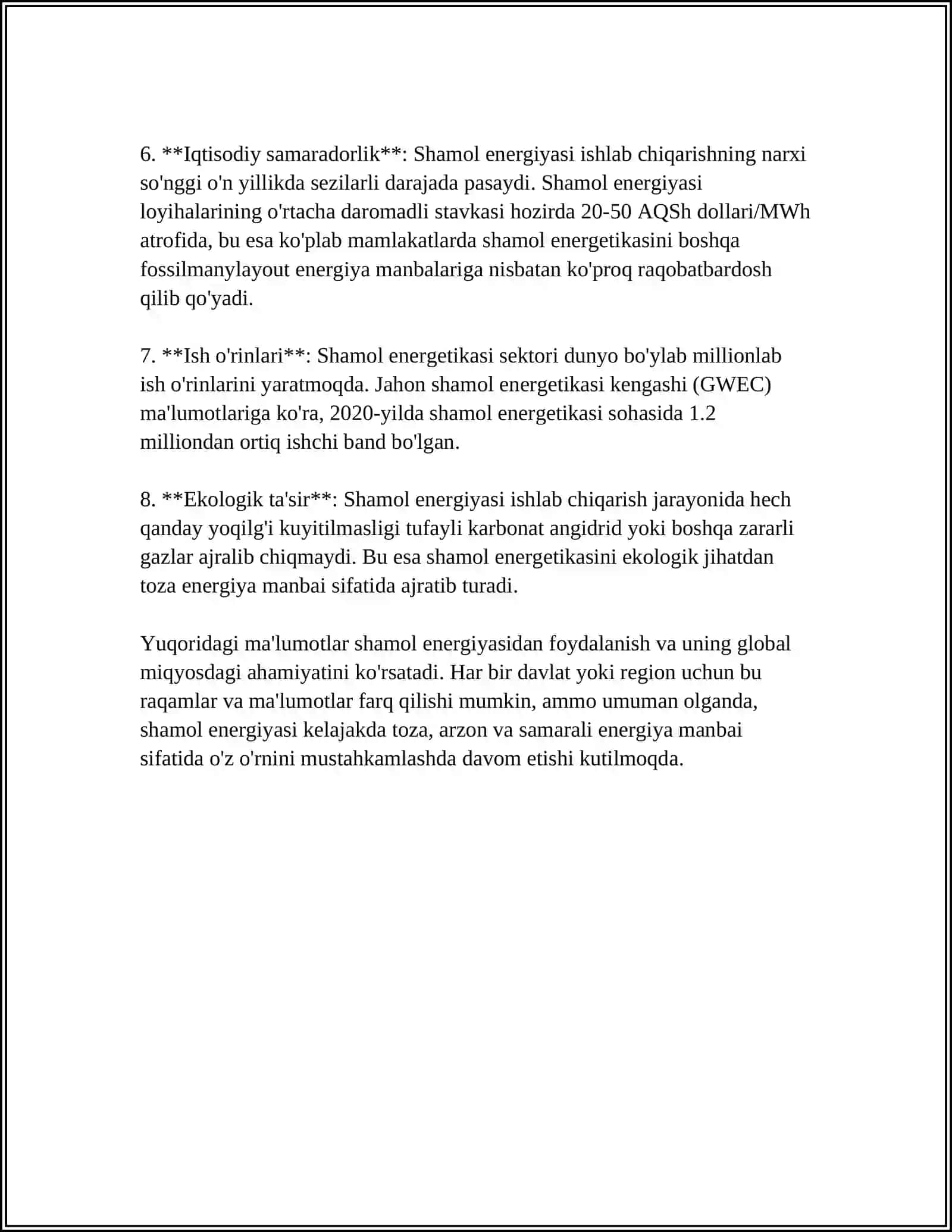 SHAMOL ENERGETIKASI IMKONIYATLARI VA MUAMMOLARI 4
