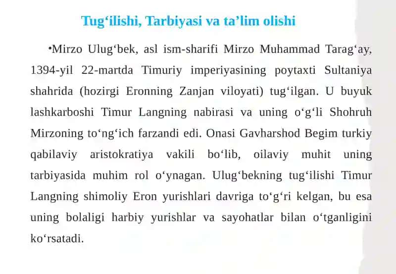 Mirzo Ulug‘bek - Davlat arbobi va buyuk olim 4