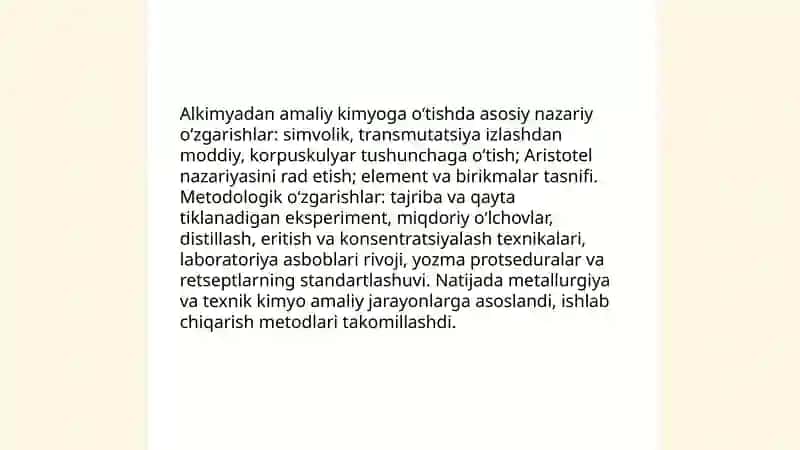 Texnik kimyoning XVI va XVII asrlardagi boshlangʻich qadamlari 4