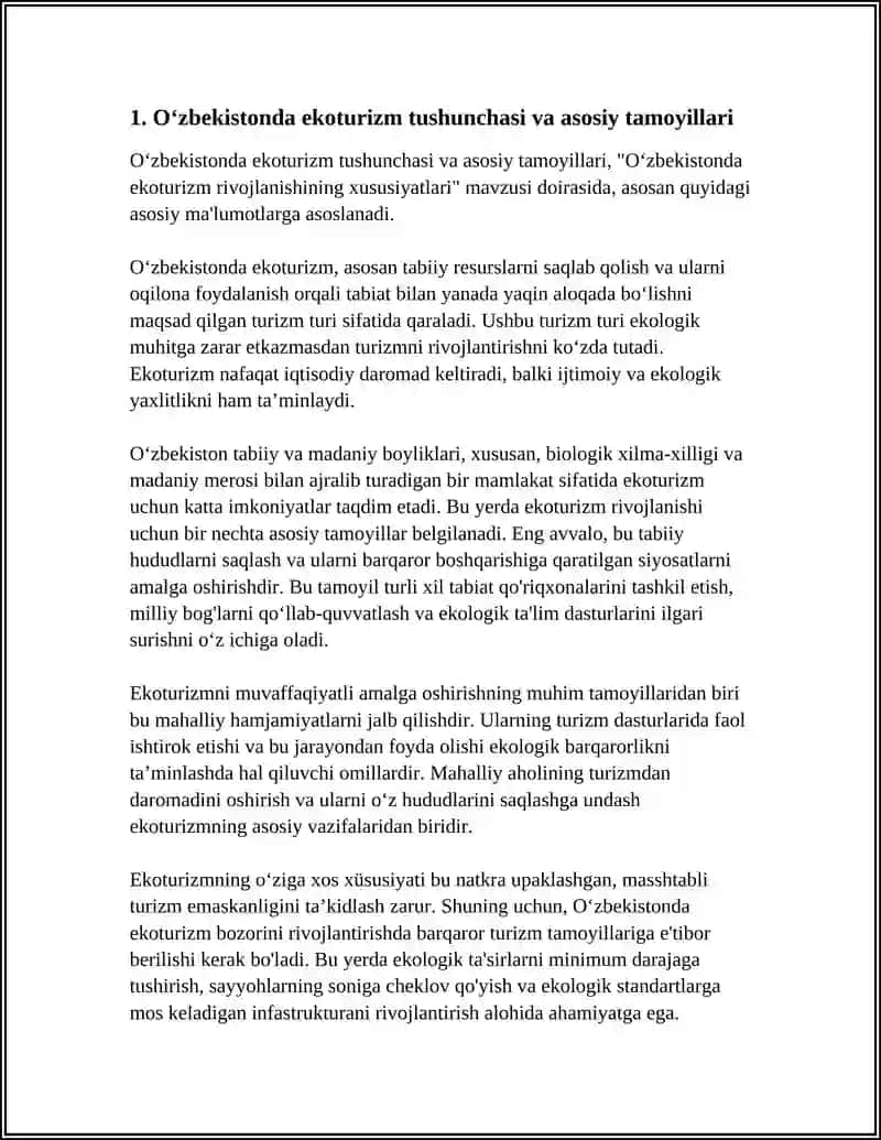 Oʻzbekistonda Ekoturizm Rivojlanishi 4
