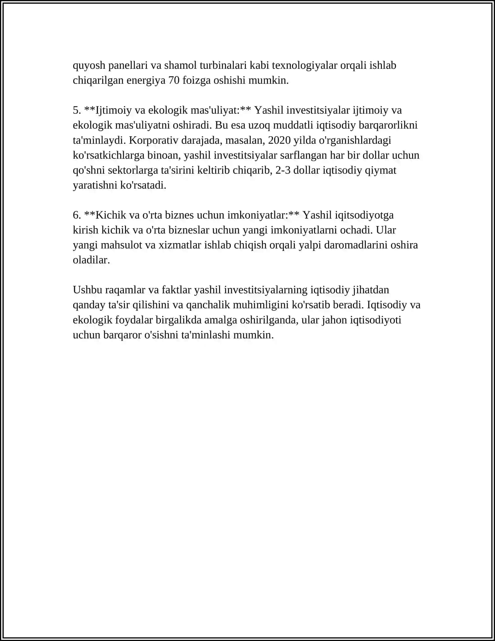 YASHIL INVISTITSIYALARNING TA'SIRINI LOYIXALASHNING INTEGRATSIYALASHGAN BOSQICHI 4