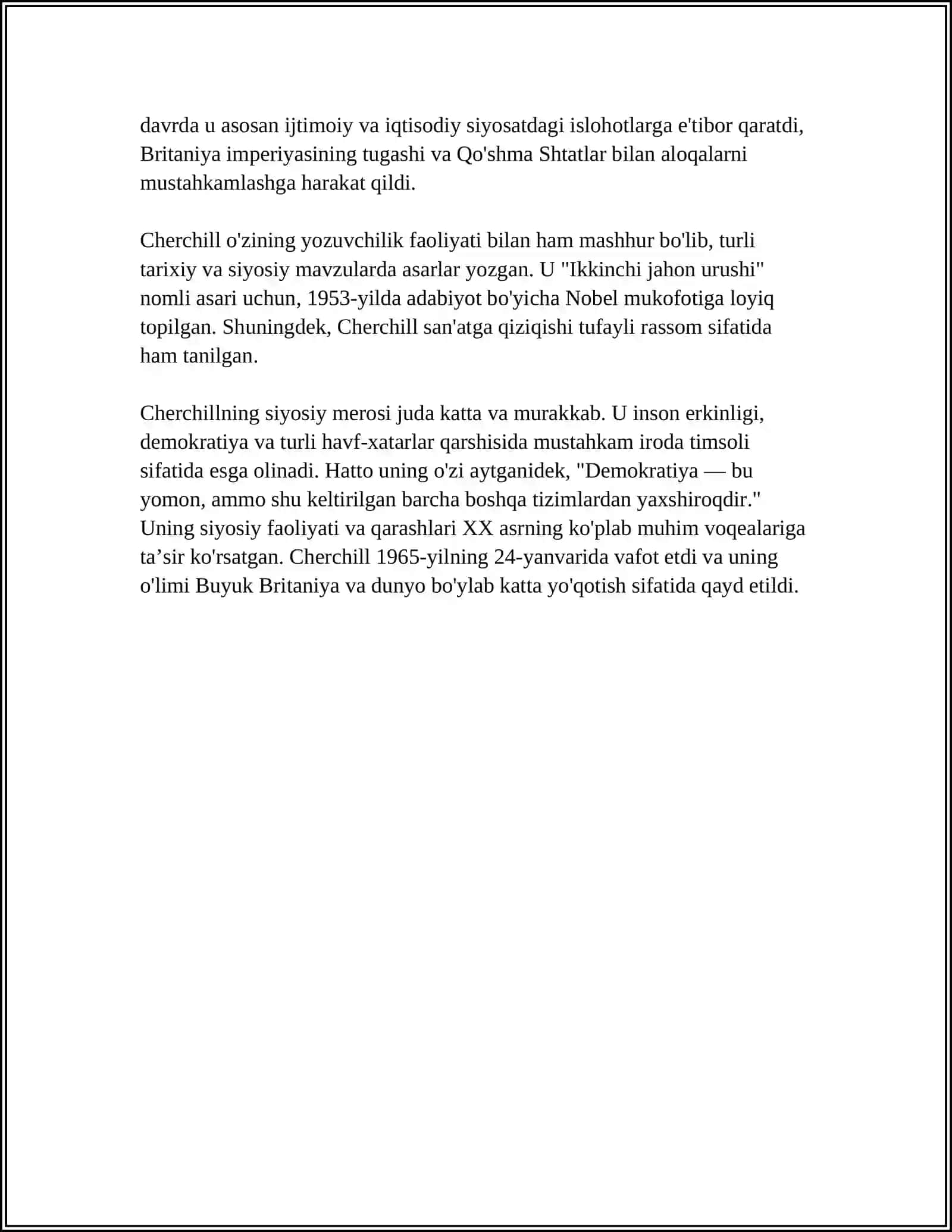 UINSTON CHERCHILL VA UNING SIYOSATI HAQIDA 4