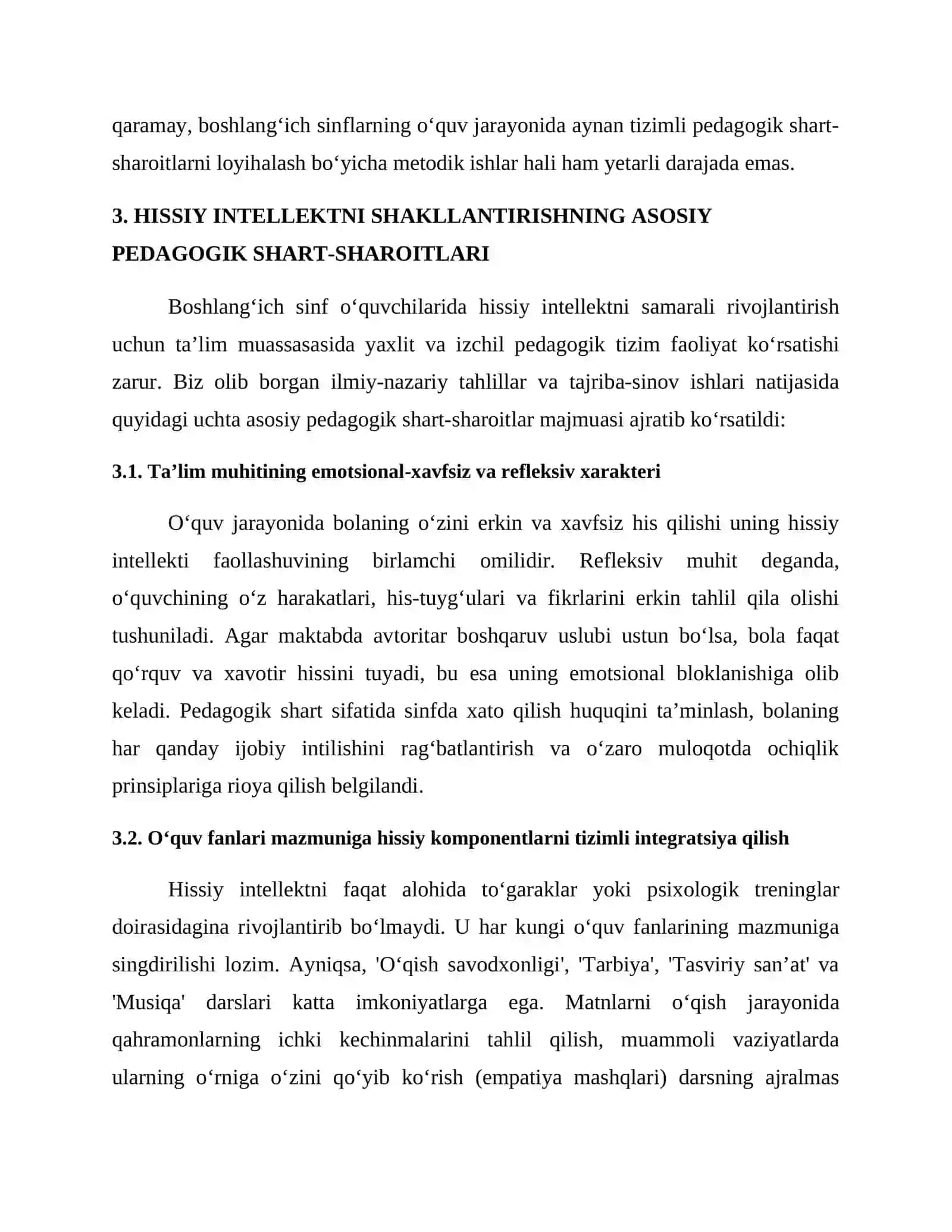 BOSHLANG‘ICH SINF O‘QUVCHILARINING HISSIY INTELLEKTINI RIVOJLANTIRISHNING PEDAGOGIK SHART-SHAROITLARI 4