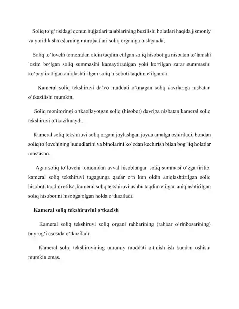 Davlat solik xizmati organlari tomonidan solik tekshiruvlari   utkazish vaktida soliq maslaxati buyicha xizmatlar kursatish tartibi 4