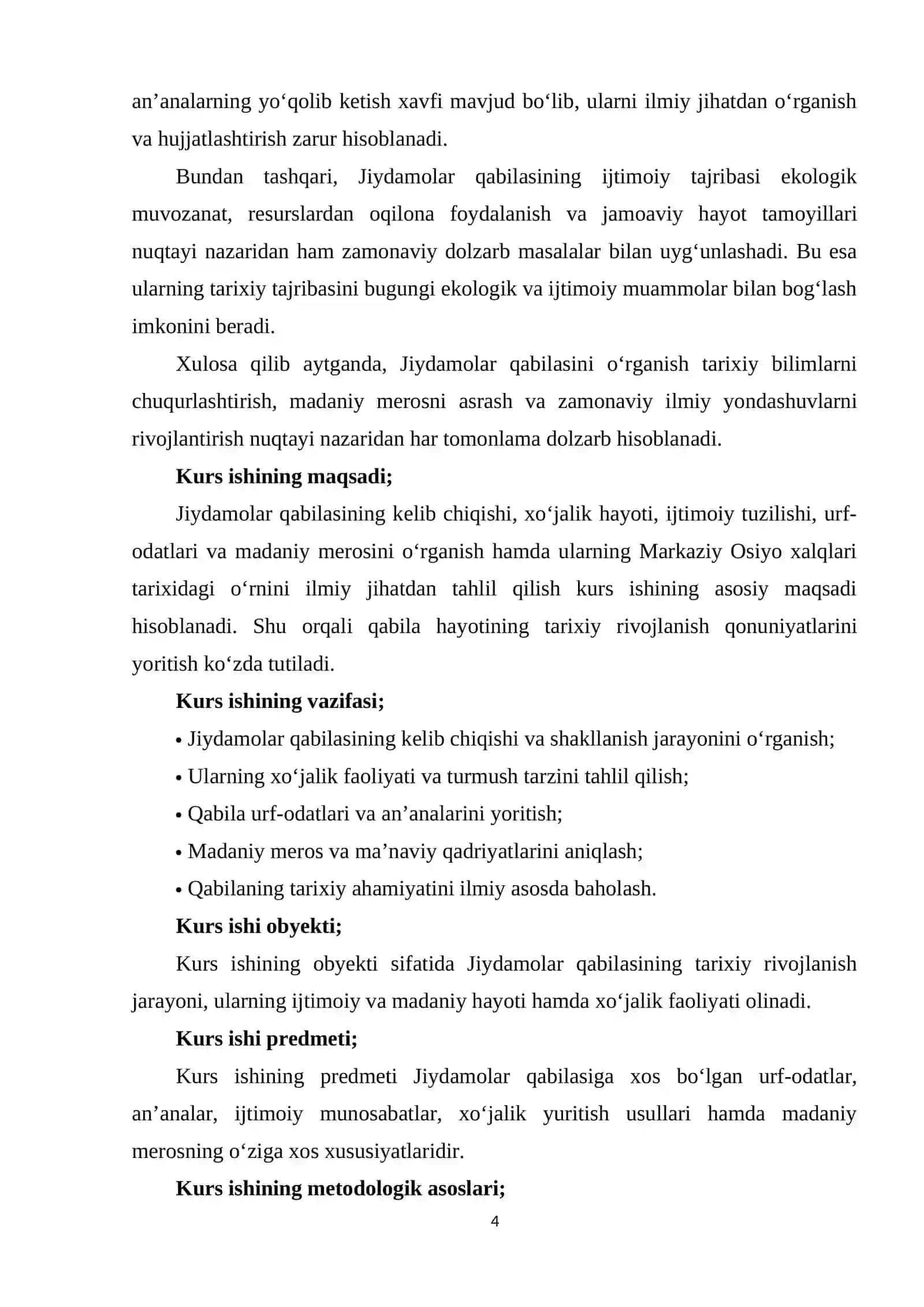 JIYDAMOLAR QABILASI KURS ISHI 4