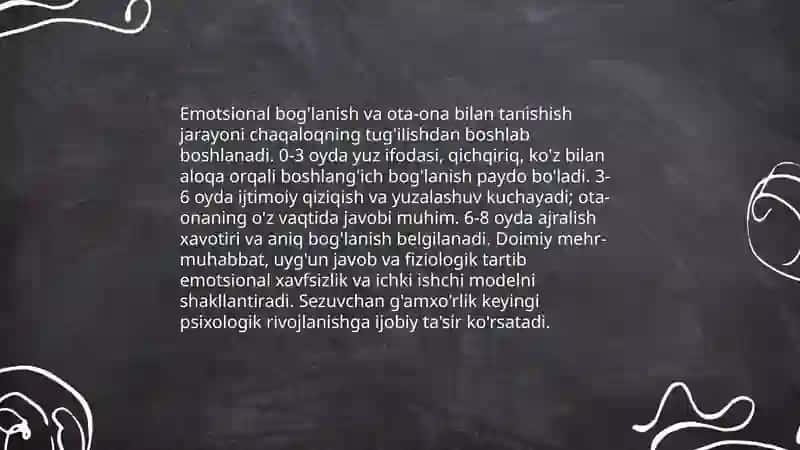 Ilk chaqaloqlik va go`daklik davrining psixologik xususiyatlari 4