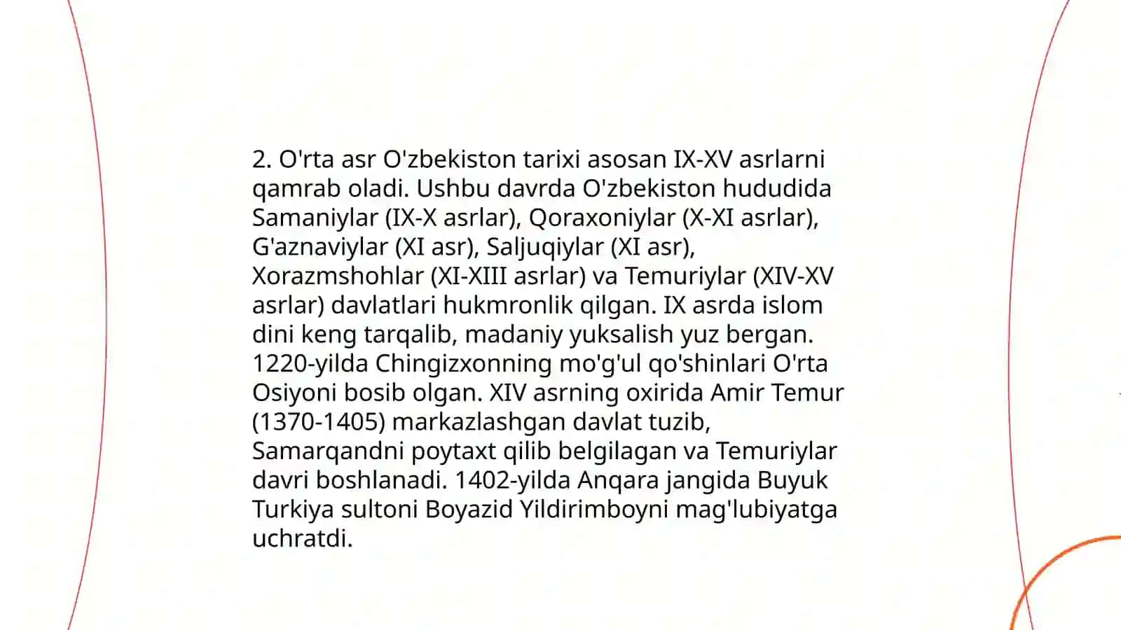 Õzbekiston tarixini õqitishda davlat talim standartlari 4