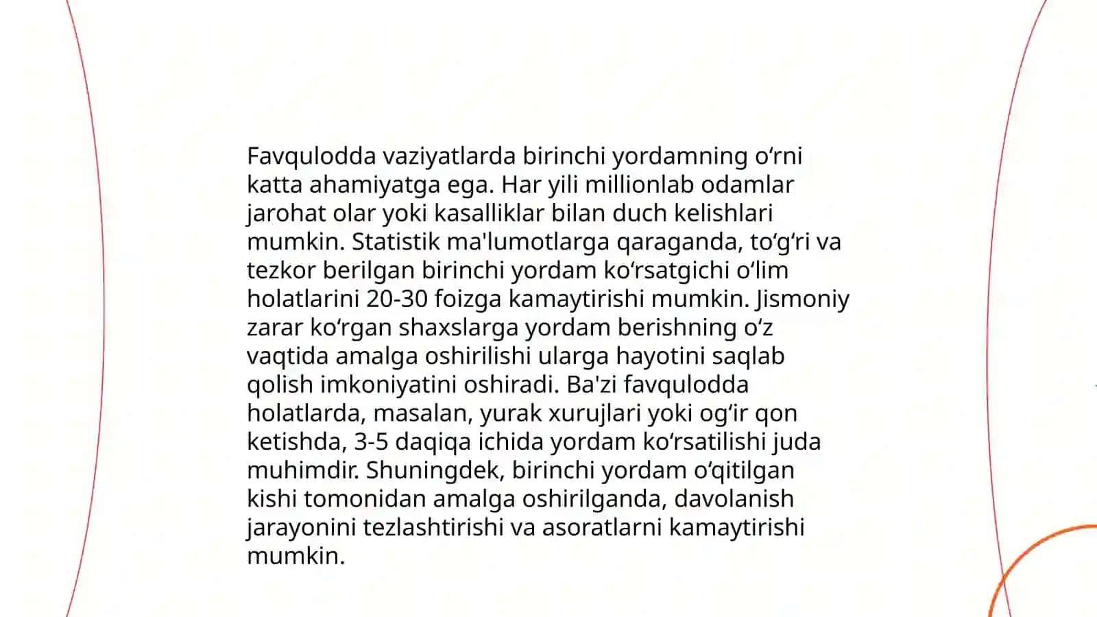 Birinchi tez tibbiy yordamning ahamiyati va uni bajarishning umumiy qoidalari 4