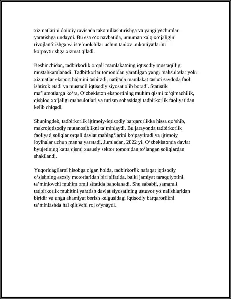 TADBIRKORLIK FAOLIYATI VA TADBIRKORLIK KAPITALI 4