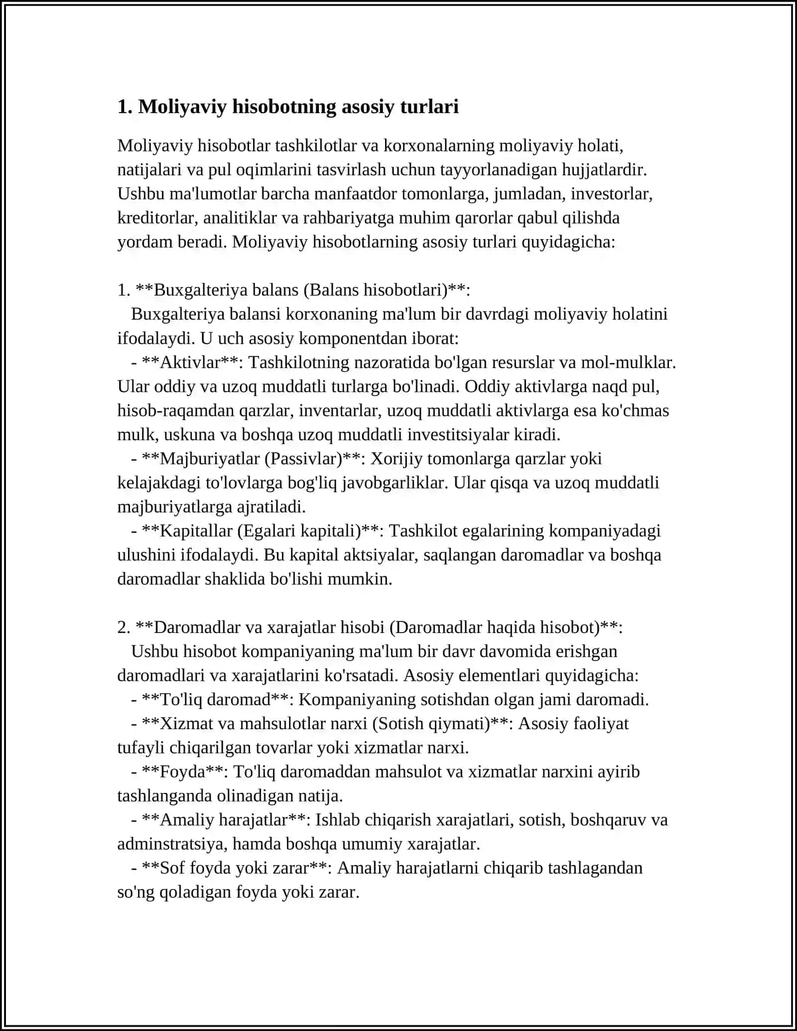 Moliyaviy hisobot turlari va ularning vazifalari 4