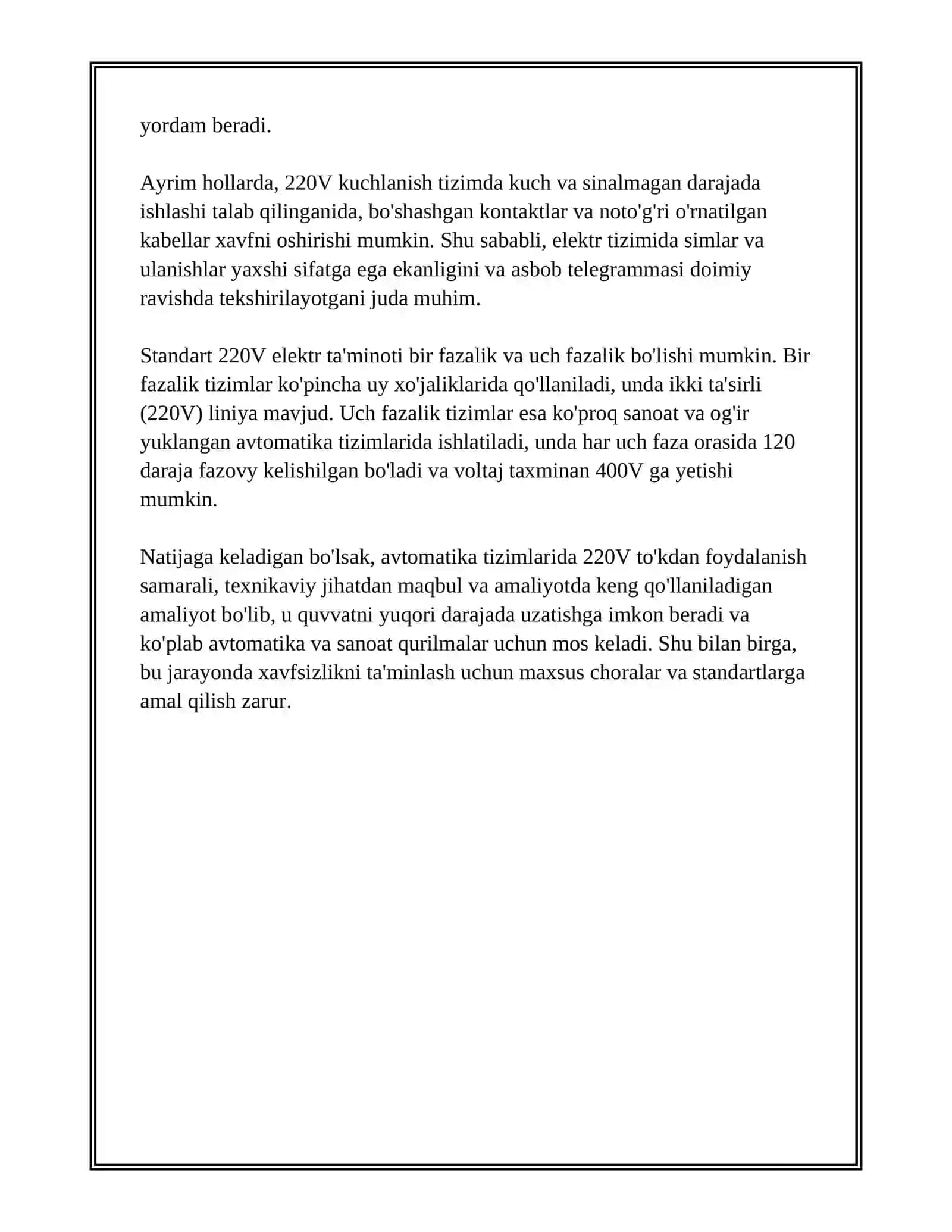 220V TO‘K AMALIY BO‘LSIN RASMLARI BILAN 4