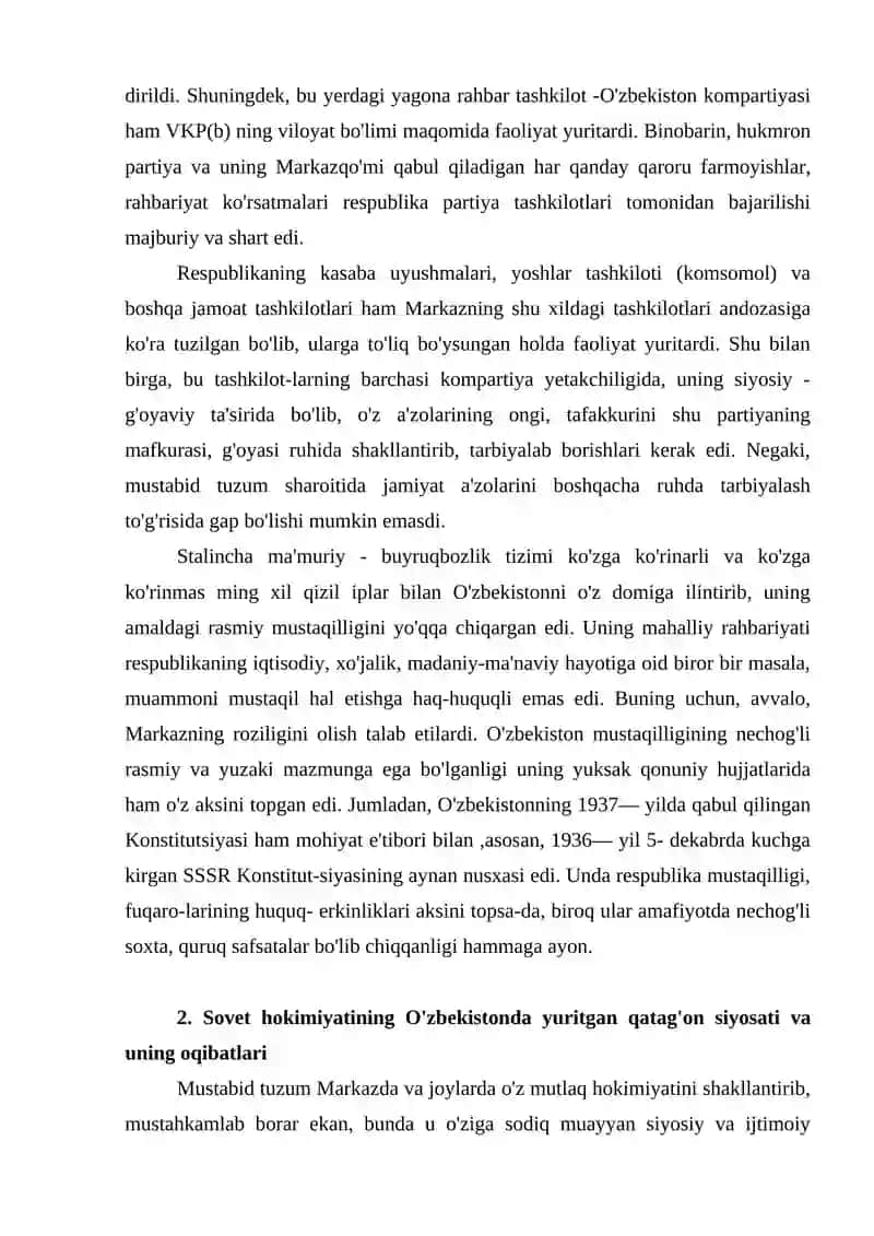 O'zbekistonda Mustabid Ma'muriy Buyruqbozlik Tizimini Shakllanishi 4