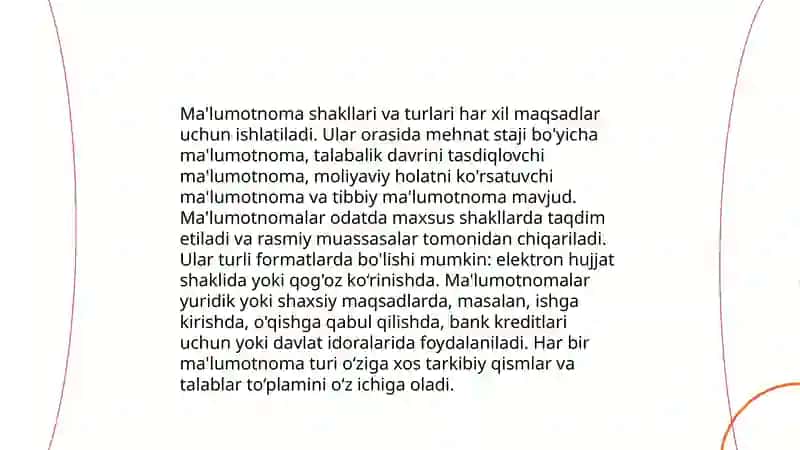 Ma'lumotnoma yozish qoidalari 4