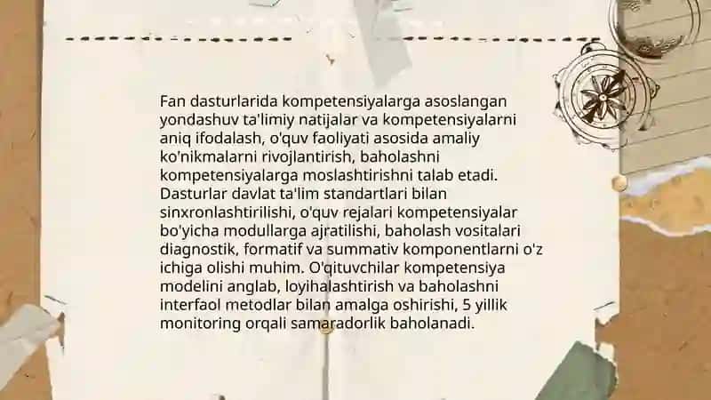 Taʼlim mazmuni Davlat taʼlim standardlari fan dasturi va darstliklar tahlili 4