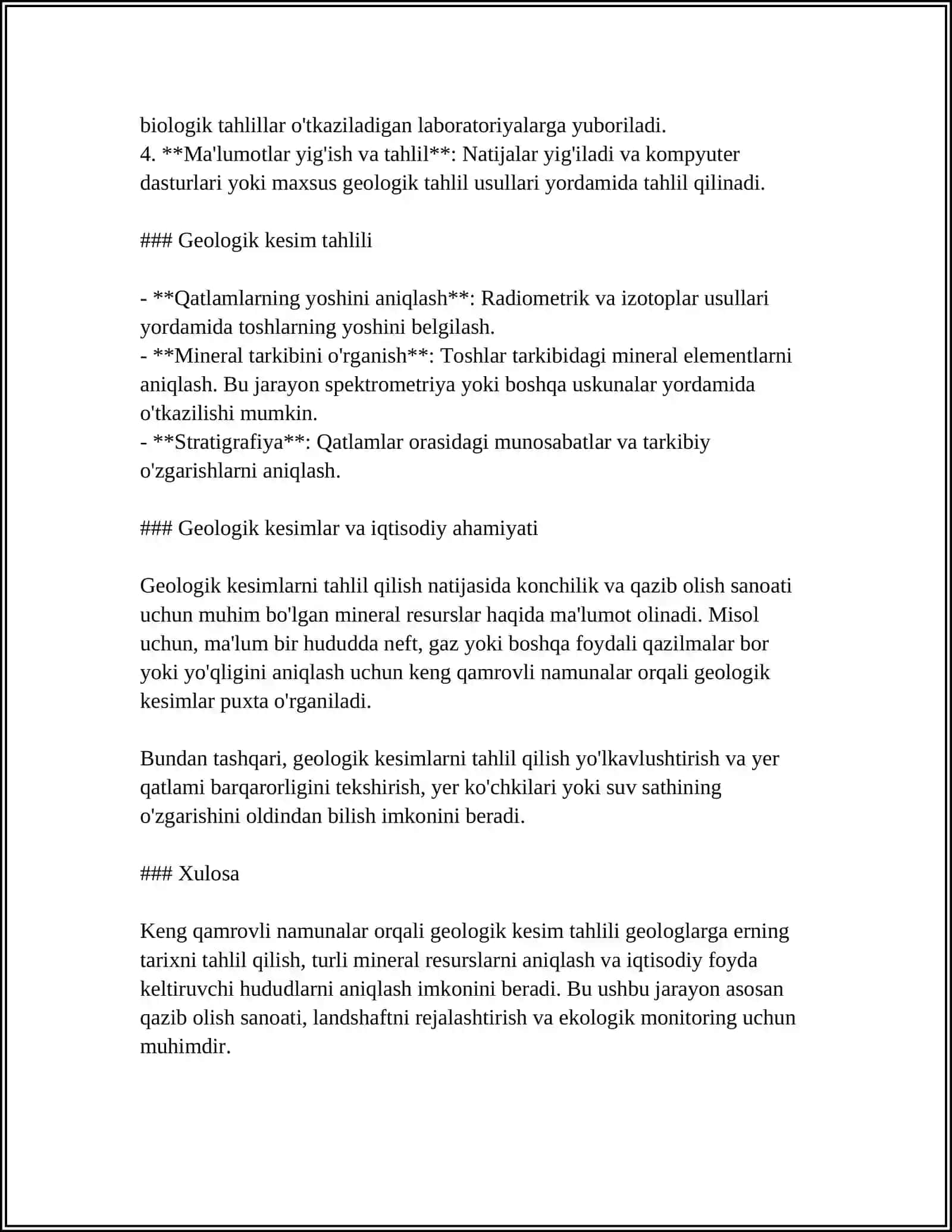 Keng qamrovli namunalar orqali geologik kesimning tahlili 4