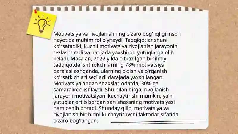 Motivning rivojlanish bosqichlarini toʻliq mavzu 4